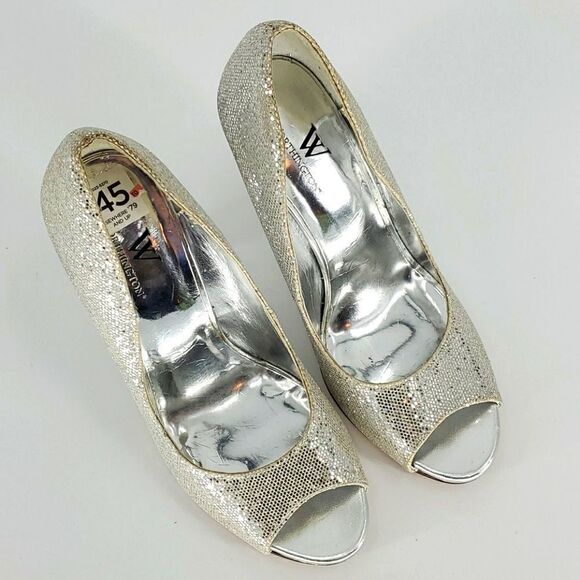 Worthington 6M silver glitter lucite heals, - Picture 1 of 10
